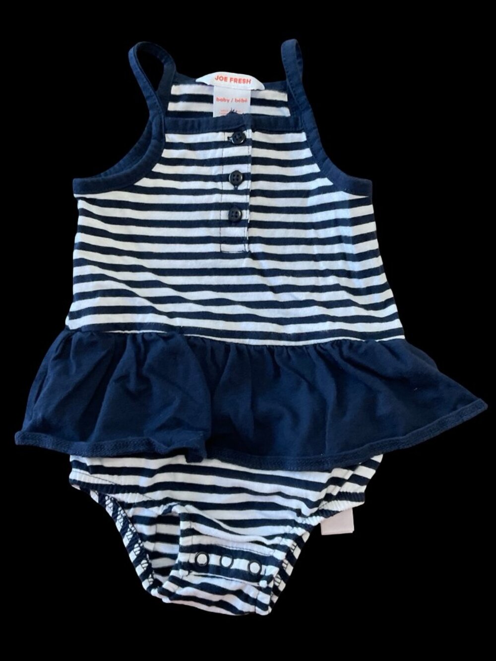 🌻10/$25 - Navy/White Striped Romper w/ Button Details